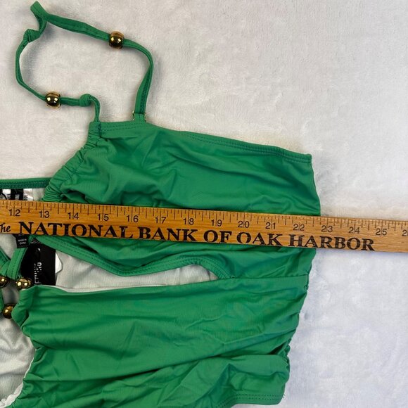 Womens Swimsuit Sz 24 Green Ruched Bead Detail Swimsuit By. PrettyLittleThing - Picture 6 of 13
